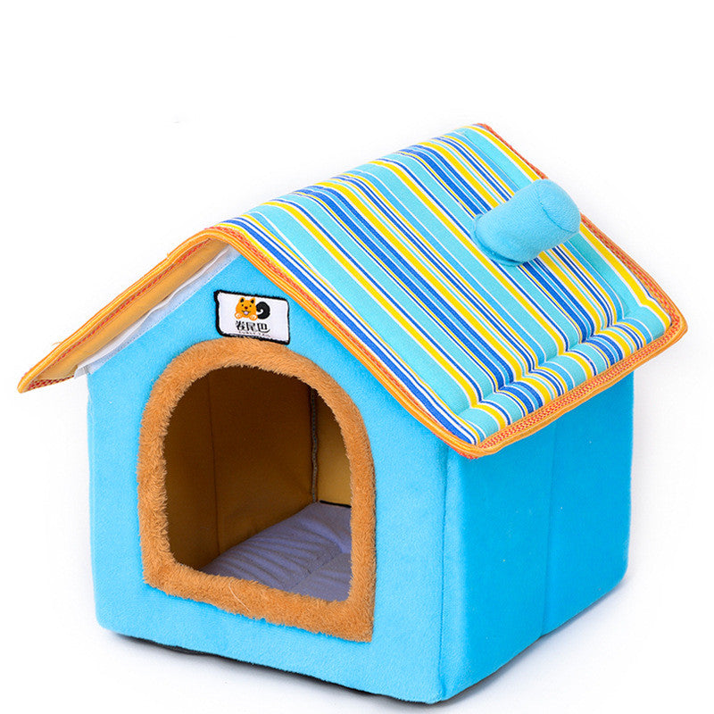 HKM-5772221 Cozy Removable Dog and Cat House for All Seasons - Available in Pink, Blue, Brown