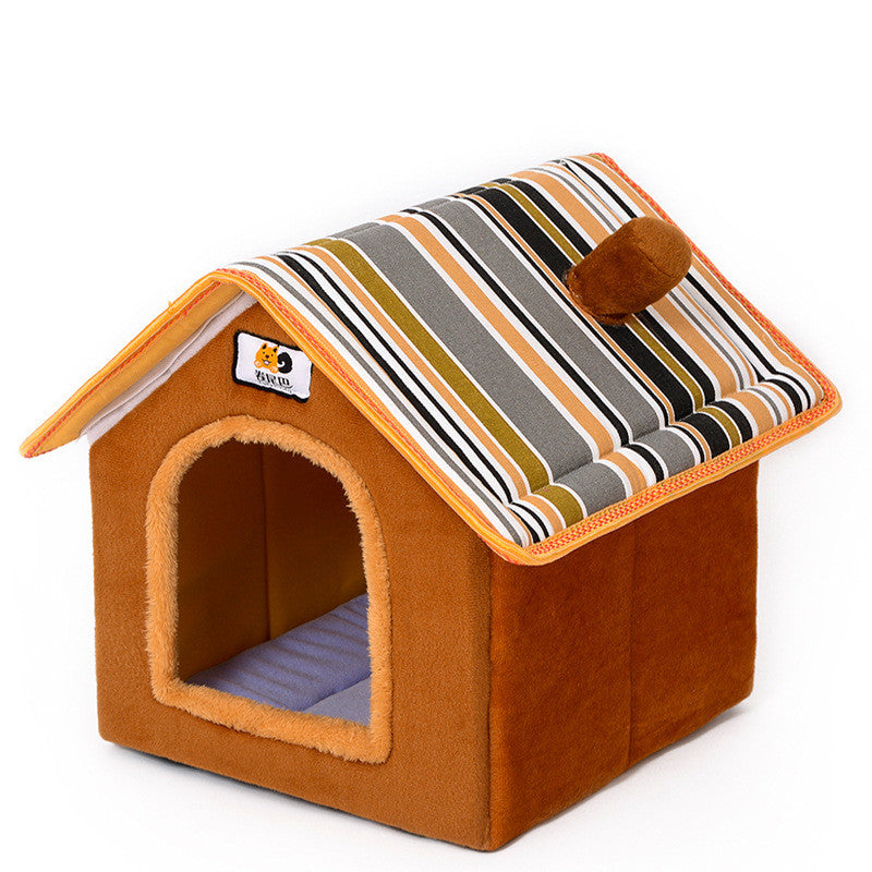 HKM-5772221 Cozy Removable Dog and Cat House for All Seasons - Available in Pink, Blue, Brown