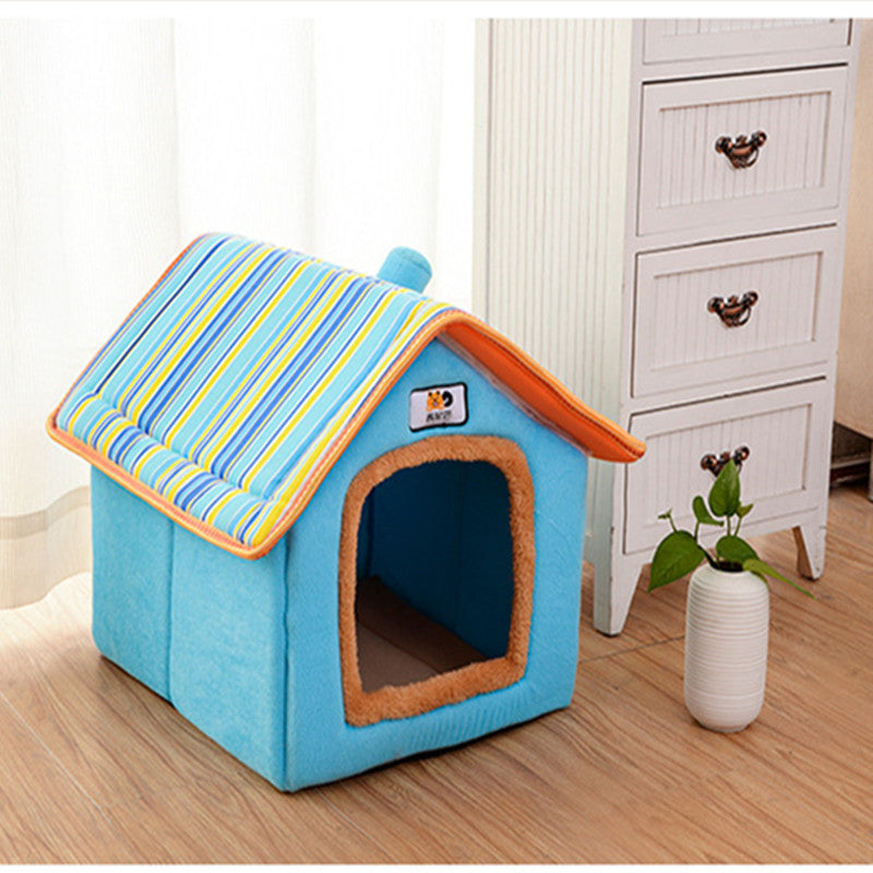 HKM-5772221 Cozy Removable Dog and Cat House for All Seasons - Available in Pink, Blue, Brown