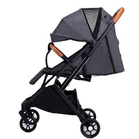 HKM-577299 Red Linen Baby Stroller and Car Seat Travel Set - Portable Push Chair for Infants