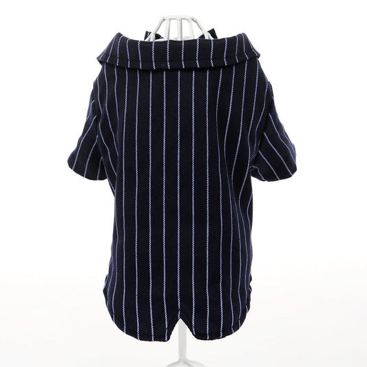 HKM-577299 Thin Black Imitation Silk Striped Suit Dress for Summer - Small Dog Outfit