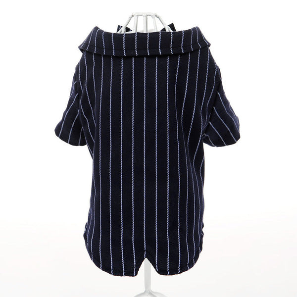 HKM-577299 Thin Black Imitation Silk Striped Suit Dress for Summer - Small Dog Outfit