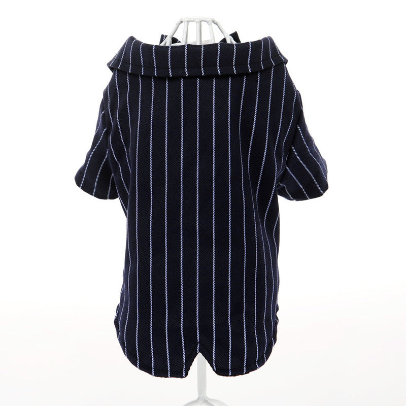 HKM-577299 Thin Black Imitation Silk Striped Suit Dress for Summer - Small Dog Outfit
