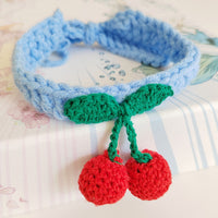 HKM-5775549 Handmade Knitted Wool Cat Collar in Fruit Patterns - Free Size, 60cm Length, Four Seasons Use