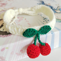 HKM-5775549 Handmade Knitted Wool Cat Collar in Fruit Patterns - Free Size, 60cm Length, Four Seasons Use