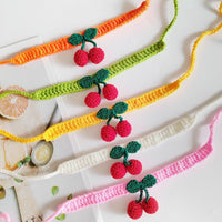 HKM-5775549 Handmade Knitted Wool Cat Collar in Fruit Patterns - Free Size, 60cm Length, Four Seasons Use