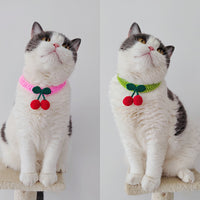 HKM-5775549 Handmade Knitted Wool Cat Collar in Fruit Patterns - Free Size, 60cm Length, Four Seasons Use