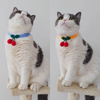 HKM-5775549 Handmade Knitted Wool Cat Collar in Fruit Patterns - Free Size, 60cm Length, Four Seasons Use