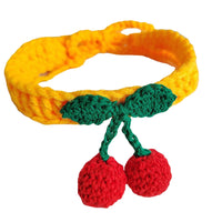 HKM-5775549 Handmade Knitted Wool Cat Collar in Fruit Patterns - Free Size, 60cm Length, Four Seasons Use
