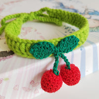 HKM-5775549 Handmade Knitted Wool Cat Collar in Fruit Patterns - Free Size, 60cm Length, Four Seasons Use