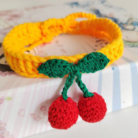 HKM-5775549 Handmade Knitted Wool Cat Collar in Fruit Patterns - Free Size, 60cm Length, Four Seasons Use