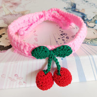 HKM-5775549 Handmade Knitted Wool Cat Collar in Fruit Patterns - Free Size, 60cm Length, Four Seasons Use