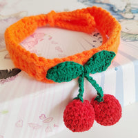 HKM-5775549 Handmade Knitted Wool Cat Collar in Fruit Patterns - Free Size, 60cm Length, Four Seasons Use
