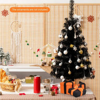 HKM-577555 36 Inch Unlit Black Artificial Christmas Mini Tree with 116 Branch Tips