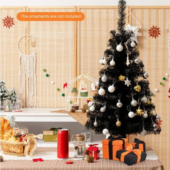HKM-577555 36 Inch Unlit Black Artificial Christmas Mini Tree with 116 Branch Tips