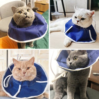 HKM-5775933 Anti-Licking Cat Headwear Turban - Medical Elizabeth Ring Style (Blue) for Cats, Sizes S & M