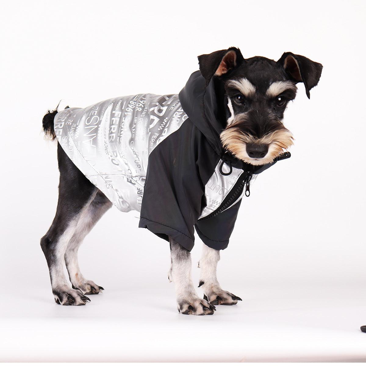 HKM-5776317 Reflective Raincoat for Dogs, Winter Warm Tide Jacket, Cotton, XS-2XL, Newspaper & Letters Design