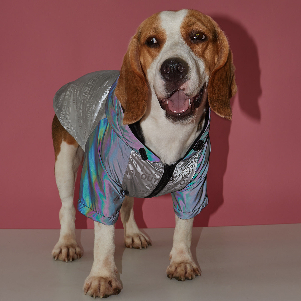 HKM-5776317 Reflective Raincoat for Dogs, Winter Warm Tide Jacket, Cotton, XS-2XL, Newspaper & Letters Design