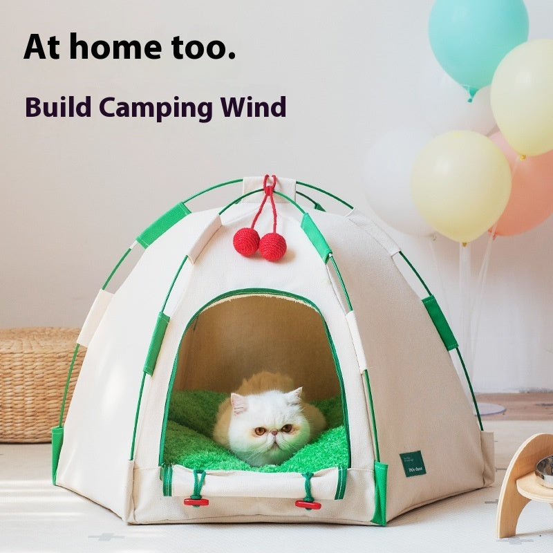 HKM-5778109 Dome Cat Nest Tent for All Seasons - Cozy Cloth Pet Bed for Cats and Dogs