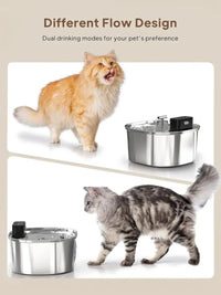 HKM-577875 Stainless Steel Cat Water Fountain 3.2L with Dual Outlet - Portable Automatic Drinking Station