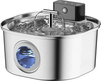 HKM-577875 Stainless Steel Cat Water Fountain 3.2L with Dual Outlet - Portable Automatic Drinking Station