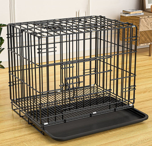 HKM-5779389 Folding Pet Cage with Strong Iron Wire - Multiple Sizes Available in Black, Blue, and Pink