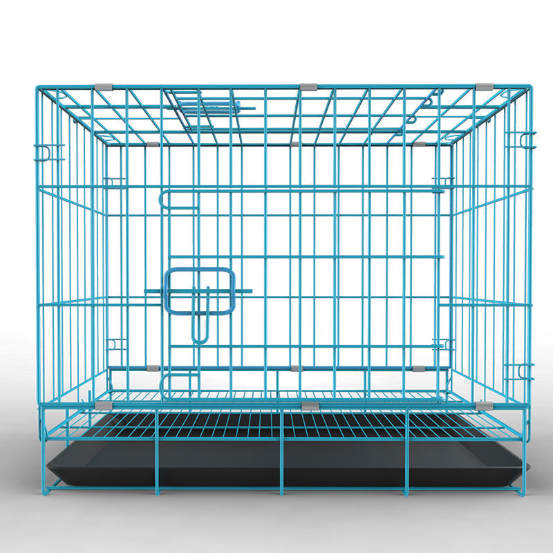 HKM-5779389 Folding Pet Cage with Strong Iron Wire - Multiple Sizes Available in Black, Blue, and Pink