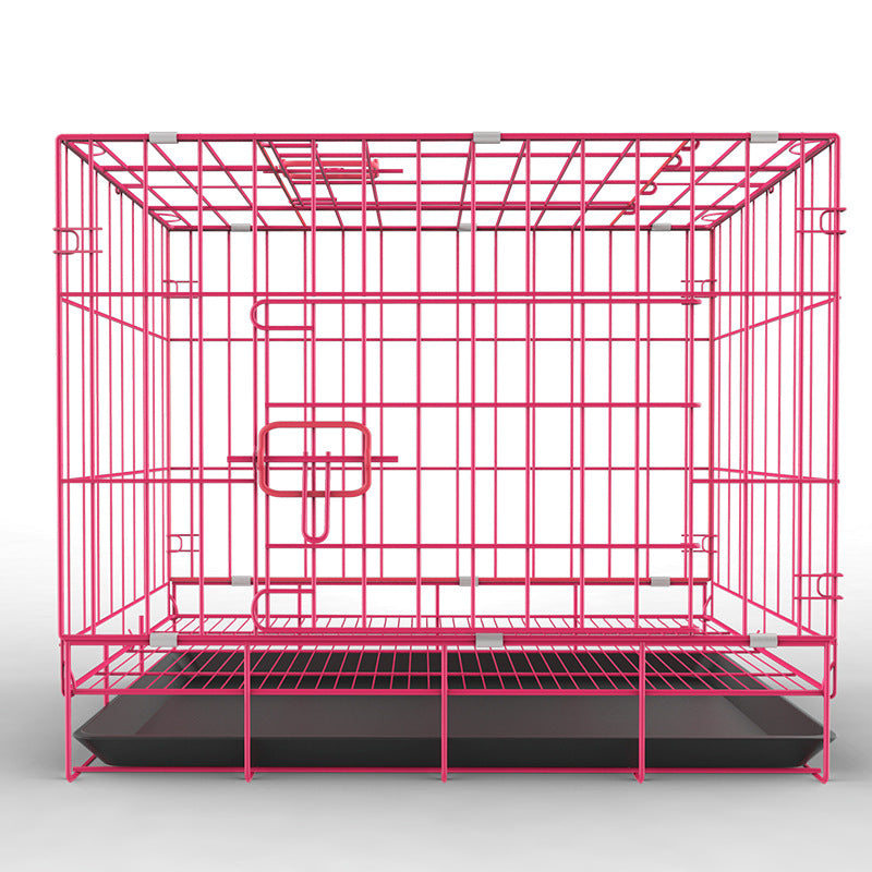 HKM-5779389 Folding Pet Cage with Strong Iron Wire - Multiple Sizes Available in Black, Blue, and Pink