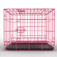 HKM-5779389 Folding Pet Cage with Strong Iron Wire - Multiple Sizes Available in Black, Blue, and Pink
