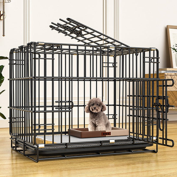 HKM-5779389 Folding Pet Cage with Strong Iron Wire - Multiple Sizes Available in Black, Blue, and Pink