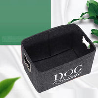 HKM-5780157 Felt Storage Box with Metal Handle for Pet Toys and Snacks - Dark Gray, 38x27x25 cm