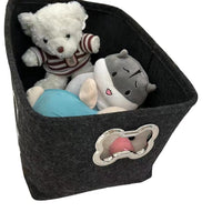 HKM-5780157 Felt Storage Box with Metal Handle for Pet Toys and Snacks - Dark Gray, 38x27x25 cm