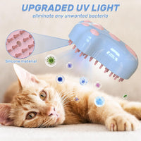 HKM-5781181 Self-Cleaning 4-in-1 Cat Steam Brush with Massage Function for All Hair Types