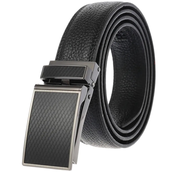 HKM-578131 Genuine Leather Automatic Buckle Ratchet Belt for Men, Model LY33-30021-5