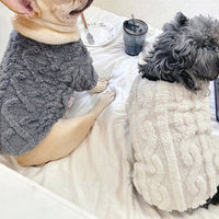 HKM-5781693 French Bow Tie Sweater for Corgis in Beige and Gray Double-Sided Velvet