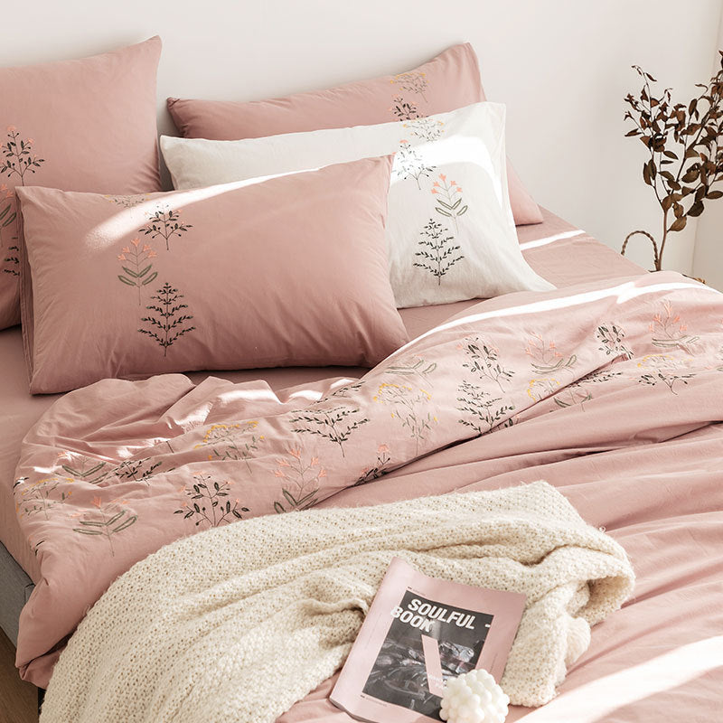 HKM-578259 Cotton Floral Bedding Set - Four Piece Korean Style for 1.5m Bed