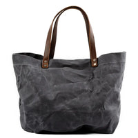 HKM-578323 Waterproof Oil Wax Canvas Shoulder Bag with Genuine Cowhide Trim