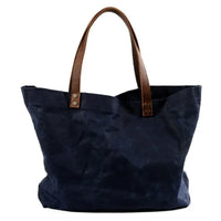 HKM-578323 Waterproof Oil Wax Canvas Shoulder Bag with Genuine Cowhide Trim