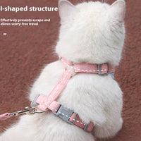 HKM-5783485 Pet Handheld Anti-Break Loose Cat Safety Harness and Leash Set in Multiple Colors