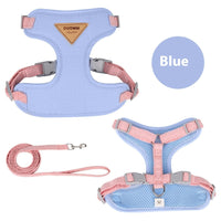 HKM-5783485 Pet Handheld Anti-Break Loose Cat Safety Harness and Leash Set in Multiple Colors