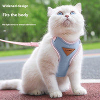 HKM-5783485 Pet Handheld Anti-Break Loose Cat Safety Harness and Leash Set in Multiple Colors