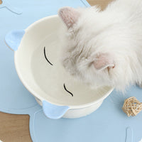 HKM-5783869 Hand-Painted Ceramic Pet High-Footed Food Bowl with Sloping Neck Design