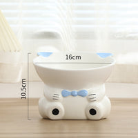 HKM-5783869 Hand-Painted Ceramic Pet High-Footed Food Bowl with Sloping Neck Design
