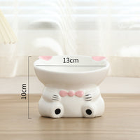 HKM-5783869 Hand-Painted Ceramic Pet High-Footed Food Bowl with Sloping Neck Design