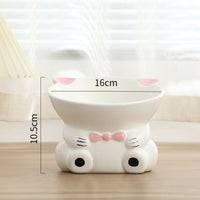 HKM-5783869 Hand-Painted Ceramic Pet High-Footed Food Bowl with Sloping Neck Design
