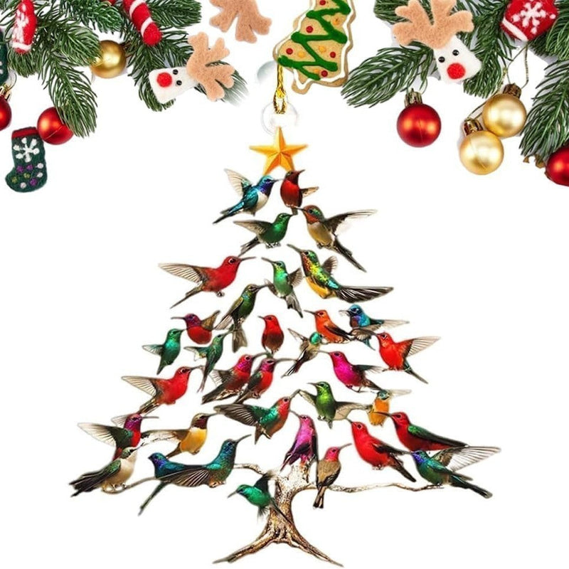 HKM-578387 Hummingbird Acrylic Christmas Tree Decoration, 8cm Cartoon Style