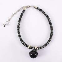 HKM-5785661 Trendy Adjustable Monochrome Cat Collar with Chain Design