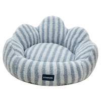 HKM-5787709 Thickened Warm Cat Nest in Light Blue and Brown Striped Flower Design, Multiple Sizes Available