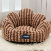 HKM-5787709 Thickened Warm Cat Nest in Light Blue and Brown Striped Flower Design, Multiple Sizes Available