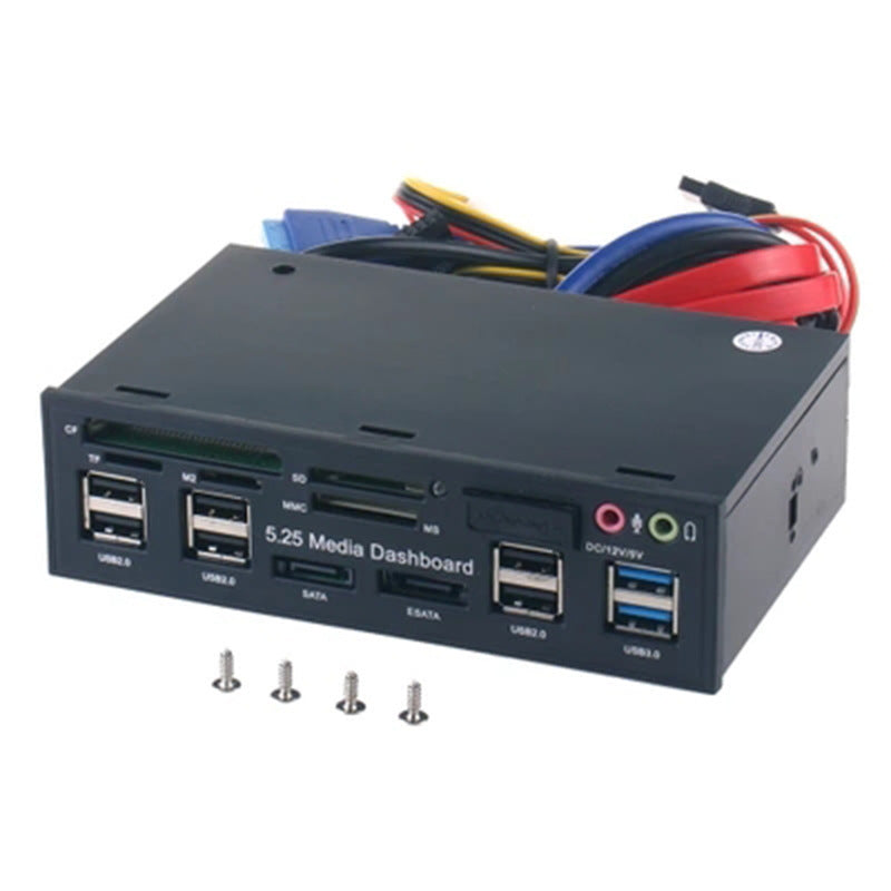 HKM-578771 External CD-ROM Drive with Multi-Card Reader for CF, SD, TF, MicroSD, and MS Pro - USB 3.0 & 2.0 Compatible, Black